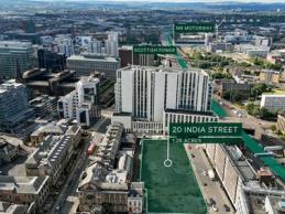 Aerial view of site at 20 India Street, Glasgow, G2 4PF